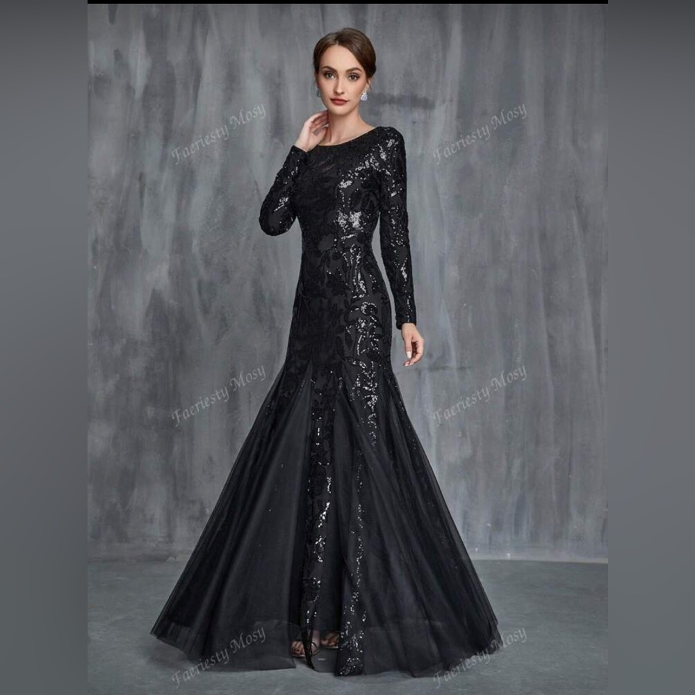 SHEIN Black Sequin flare gown